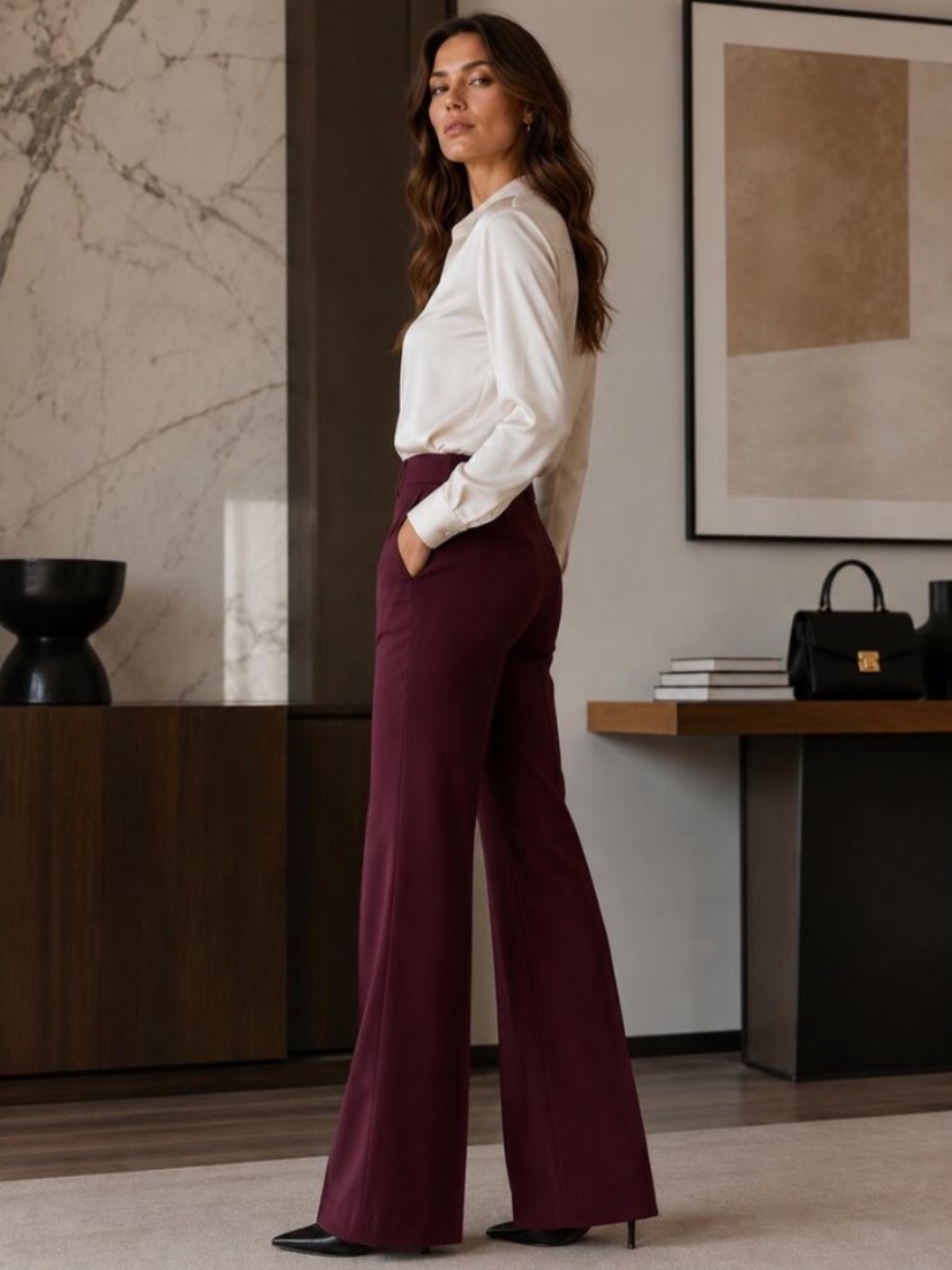 Theory wool blend waisted demitria pants - Picture 2 of 6